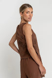 Rudy Embroidered Tank Top in Brown