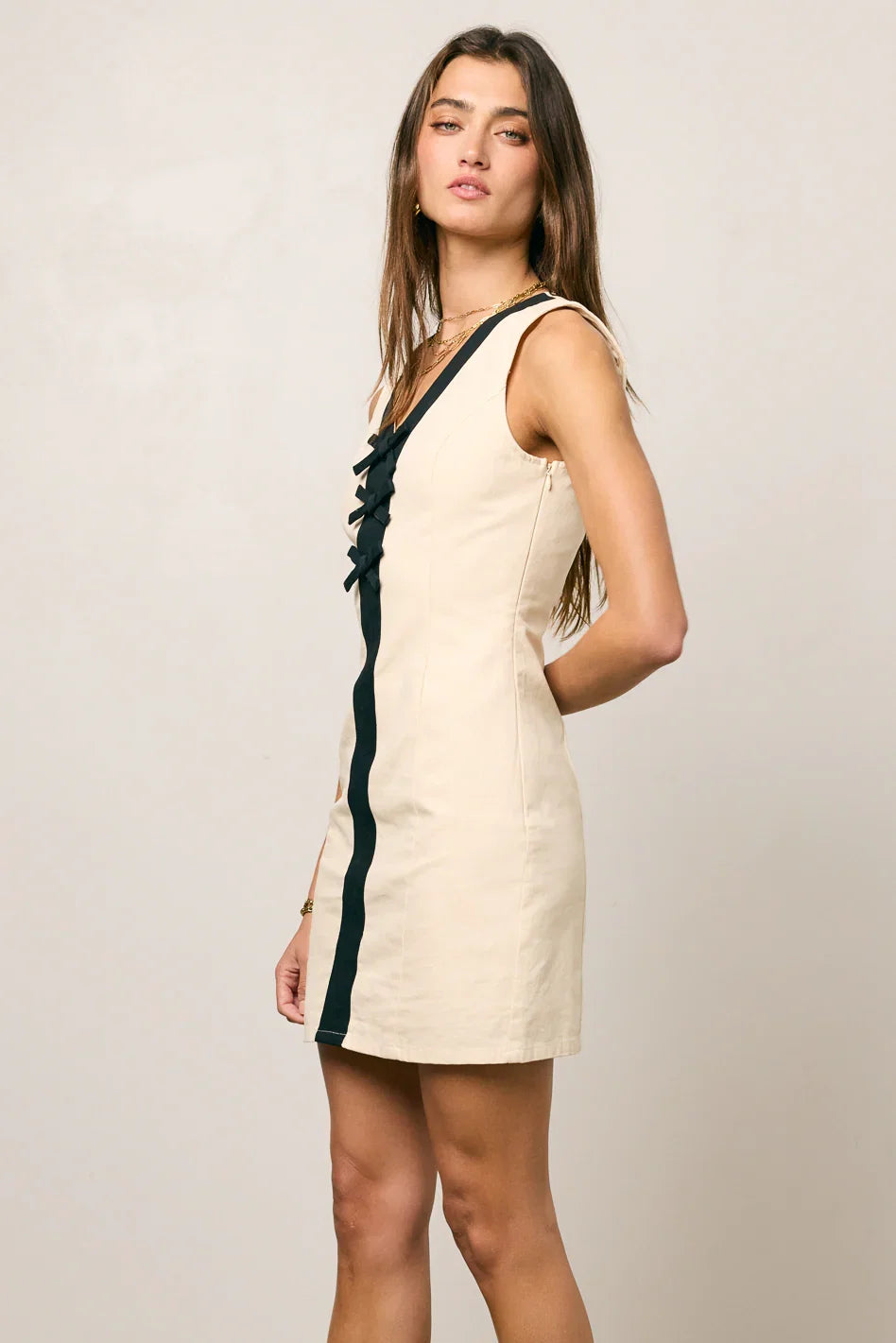 Jaclyn Fitted Mini Dress in Natural FINAL SALE
