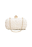 Womens White Pearls Beaded Evening Clutch Bags