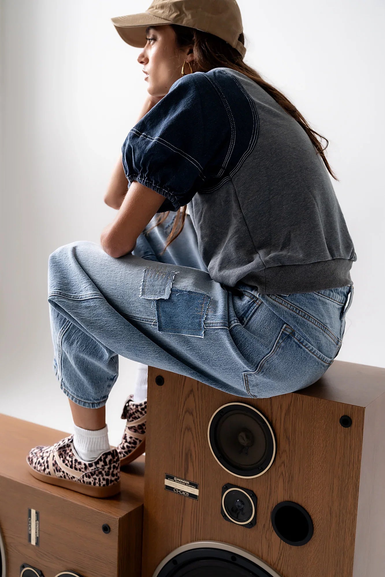 Rory Contrast Top in Denim FINAL SALE