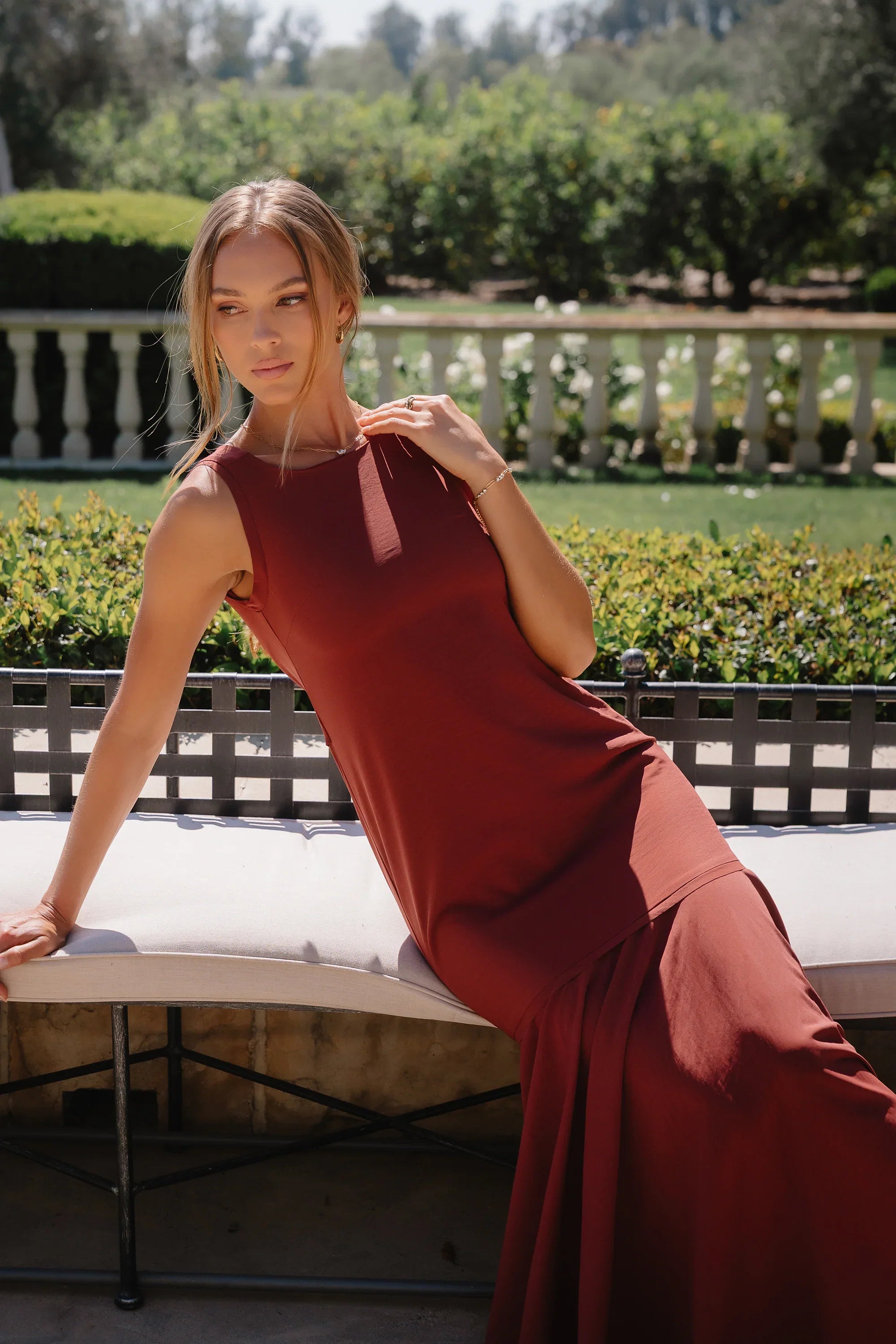 Marlon Maxi Dress in Red Brown