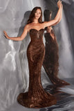Maddox Gown Espresso STRAPLESS GLITTER EMBELLISHED GOWN
