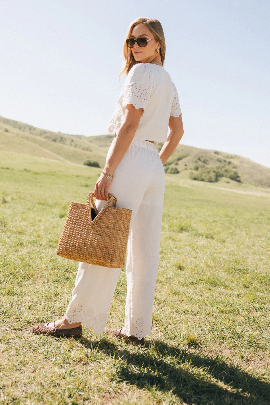Ollie Embroidered Wide Leg Pants