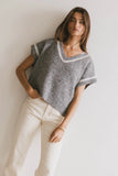 Hazel Embroidered Sweater Top in Grey FINAL SALE