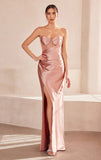 Sadie Maxi Dress Strapless Sweetheart Corset Satin Dress