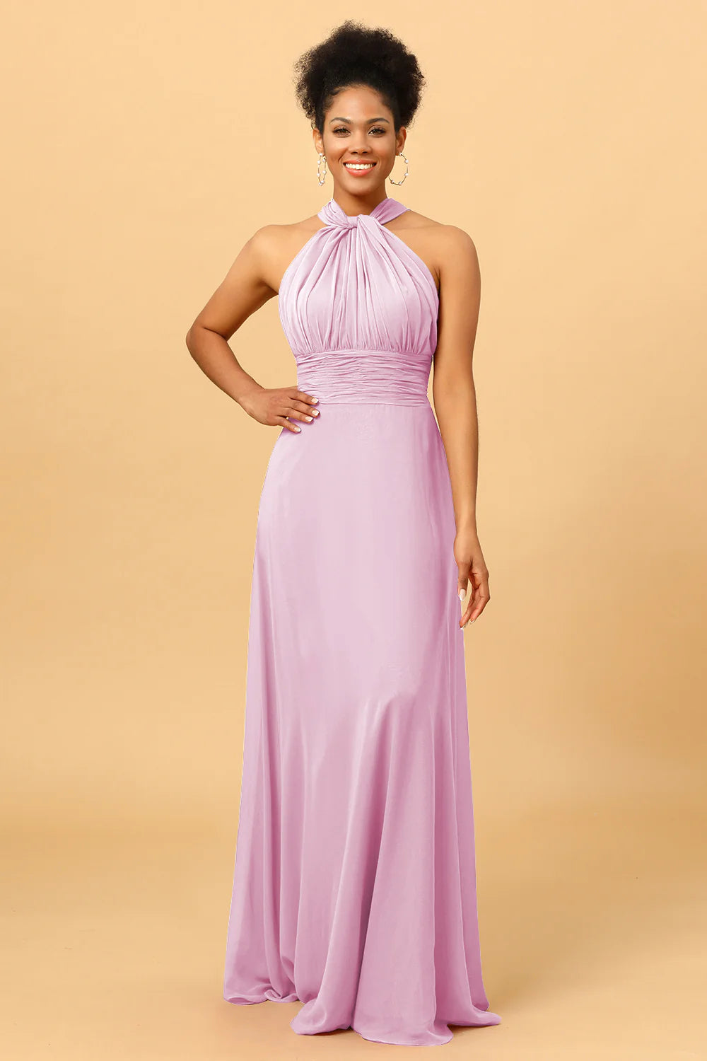 A Line Convertible Long Chiffon Bridesmaid Dress
