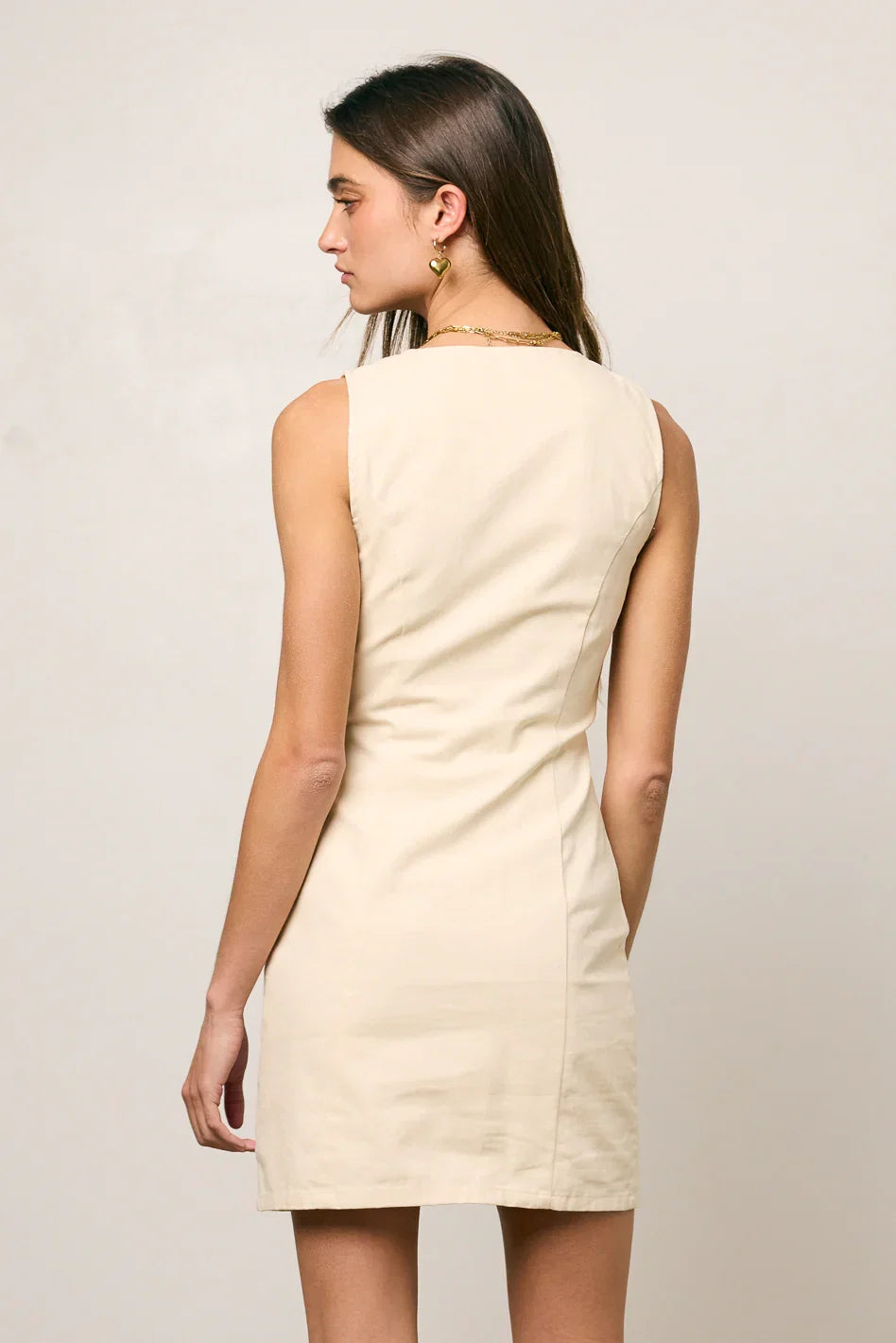 Jaclyn Fitted Mini Dress in Natural FINAL SALE