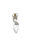 White High Heels with Chain and Crystal Accent
