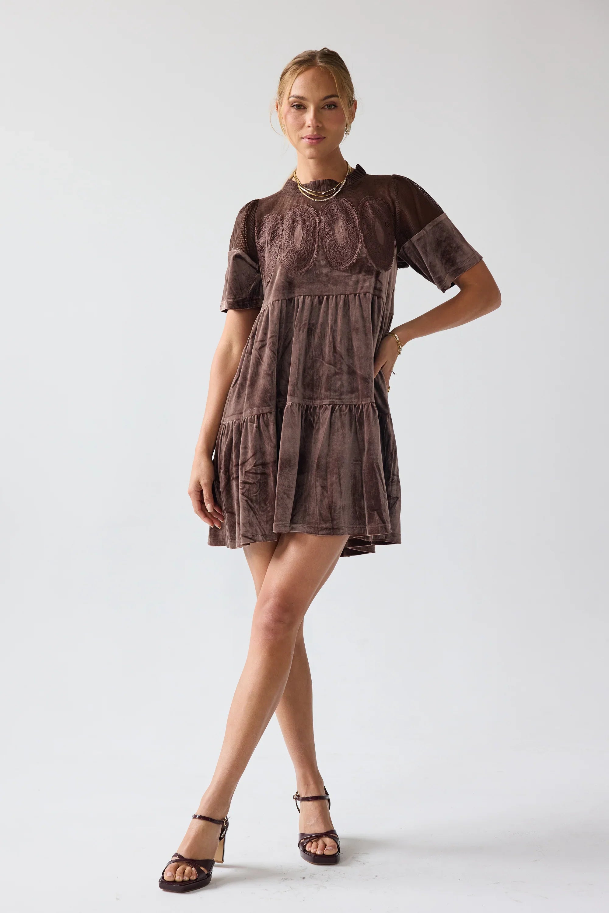 Banks Velvet Mini Dress in Brown FINAL SALE