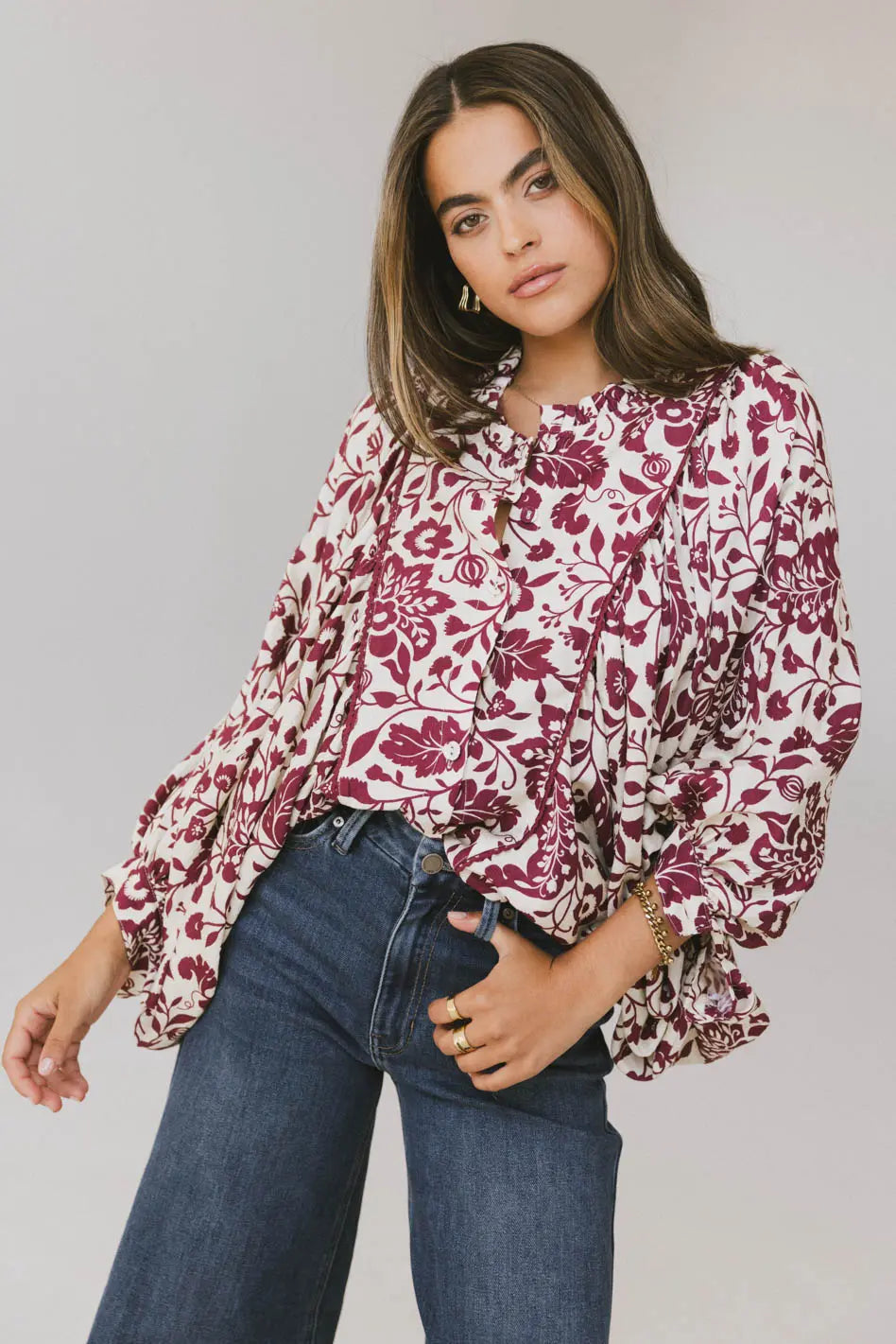 Nona Dolman Sleeve Blouse in Burgundy FINAL SALE