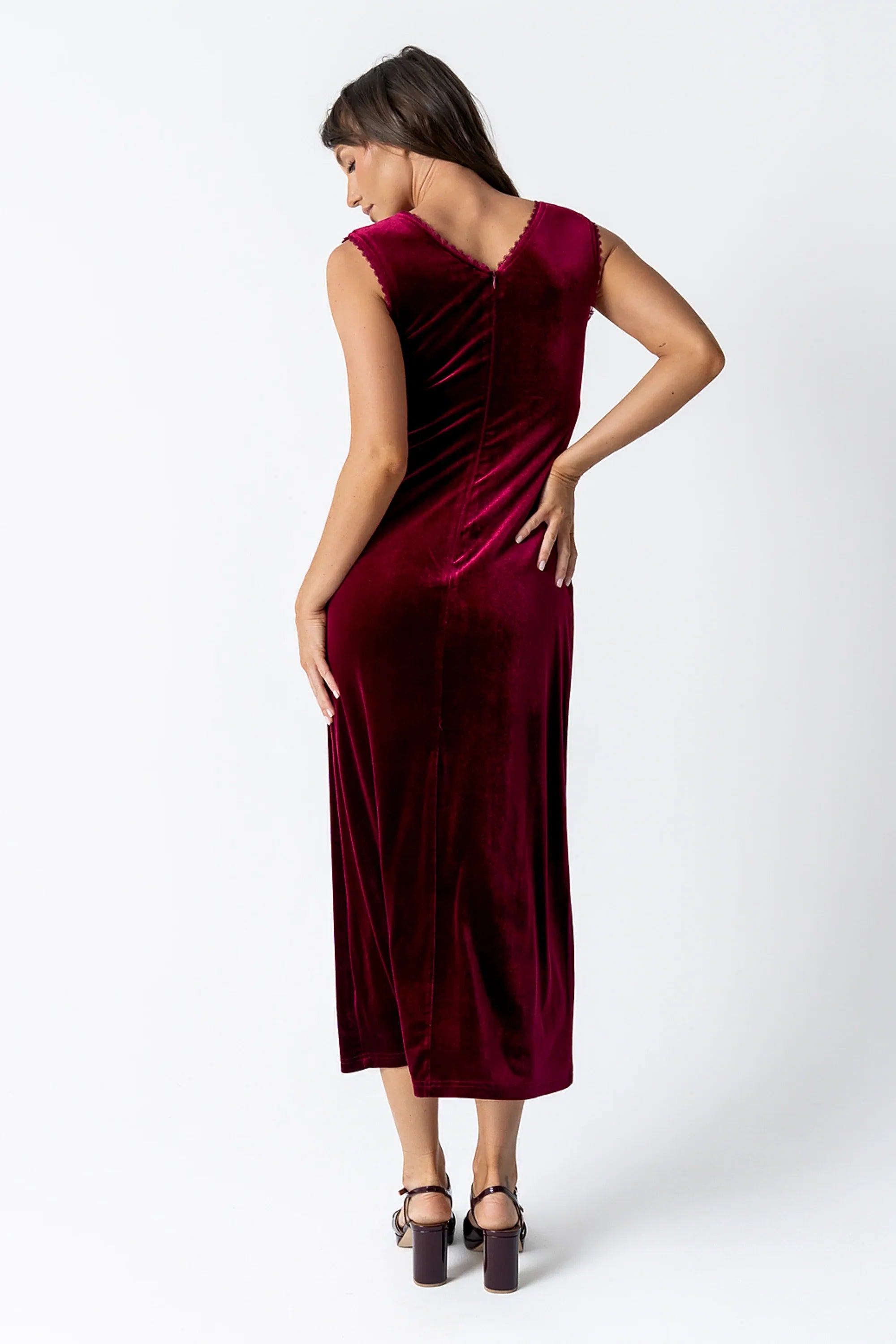 Kalani Velvet Maxi Dress in Burgundy FINAL SALE