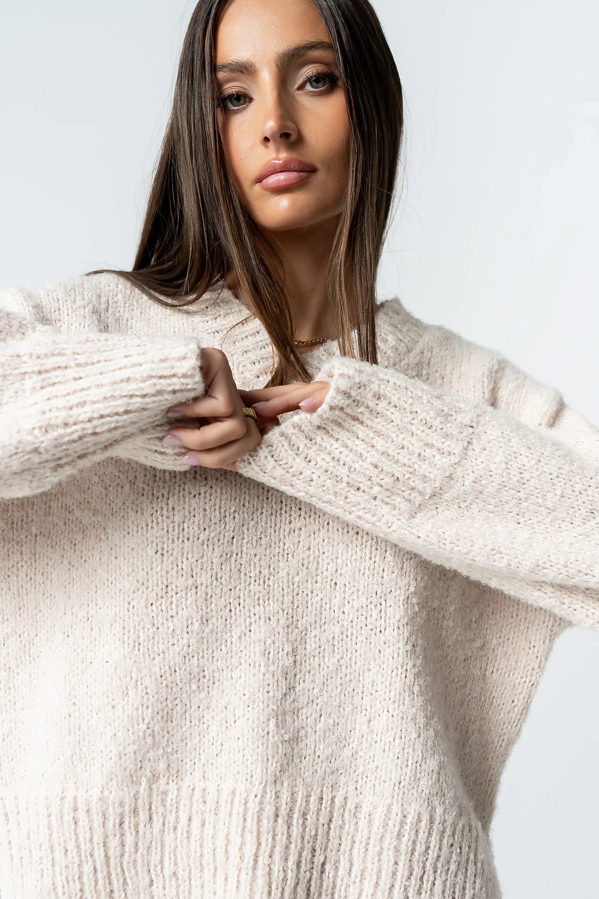 Junie Fuzzy Sweater in Cream
