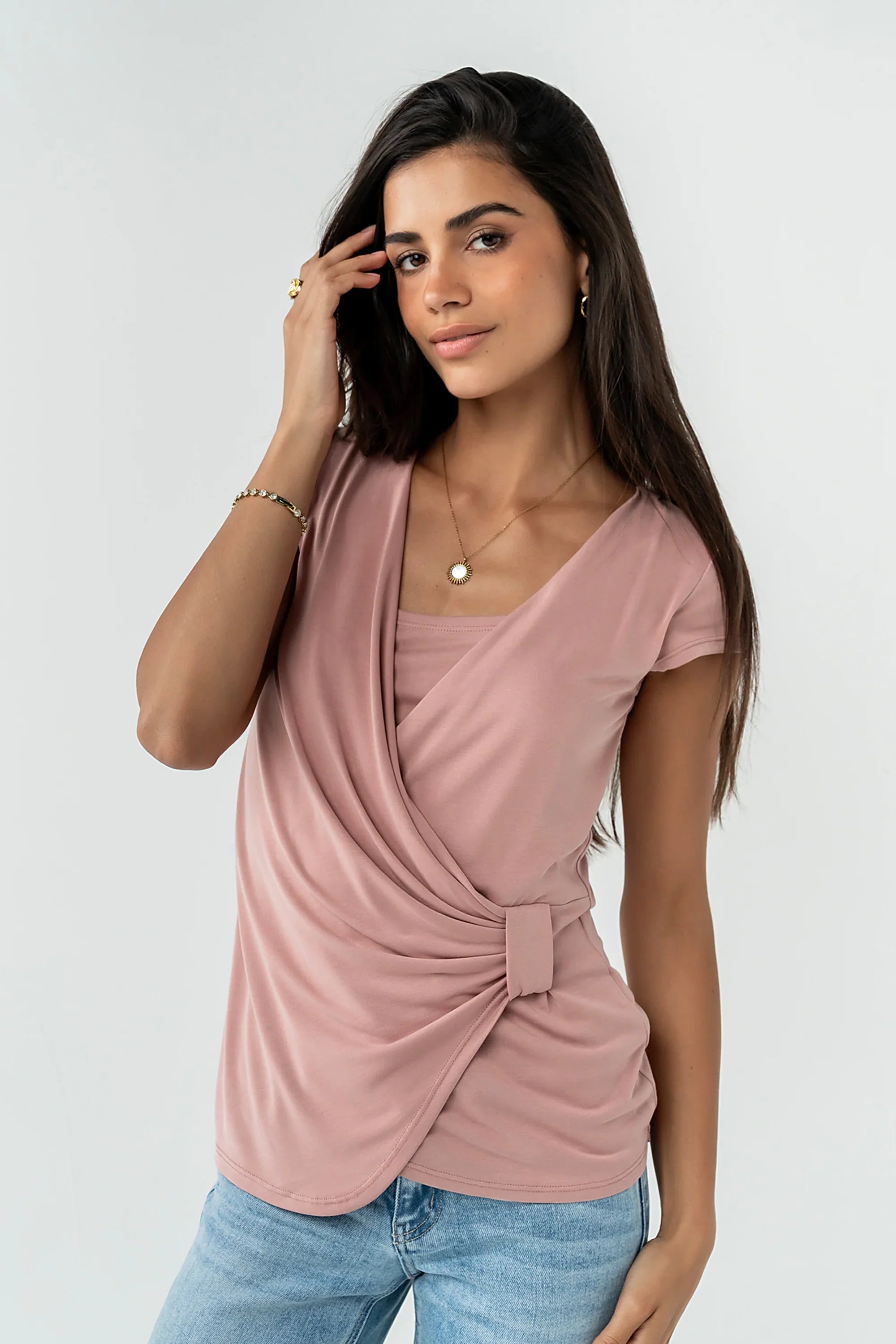 Brenda Cross Top in Mauve