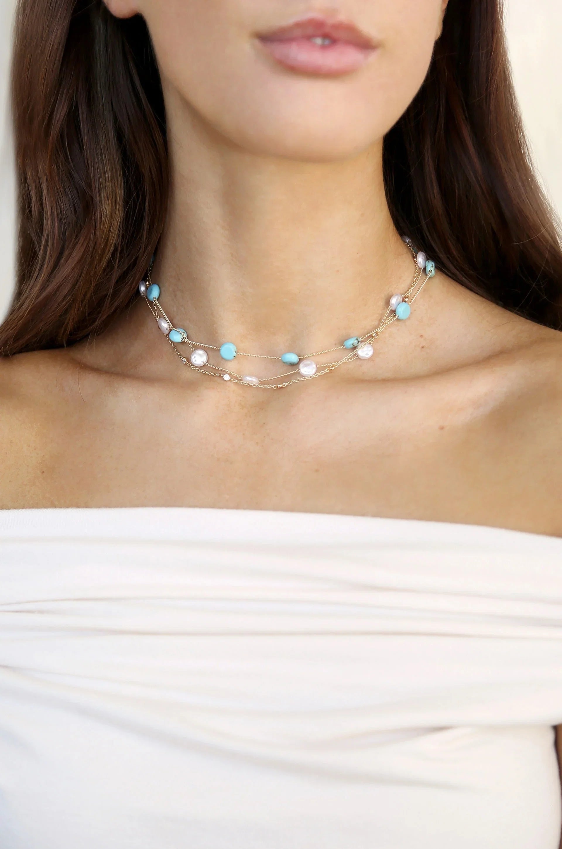 Dressed in Turquoise Pearls Necklace