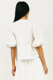Elvie Peplum Tie Blouse in White FINAL SALE