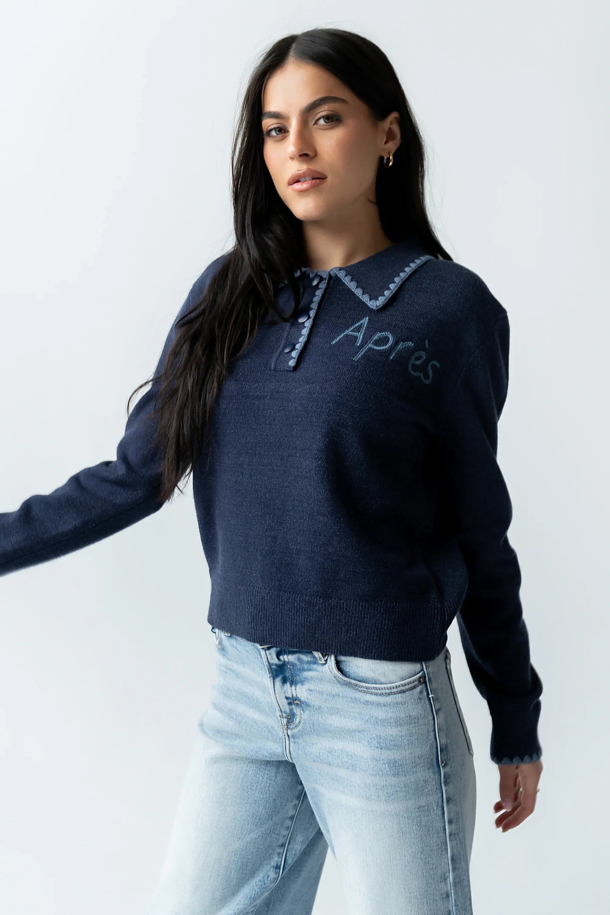 Apres Knit Sweater in Navy FINAL SALE