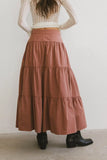 Luna Tiered Maxi Skirt in Mauve FINAL SALE