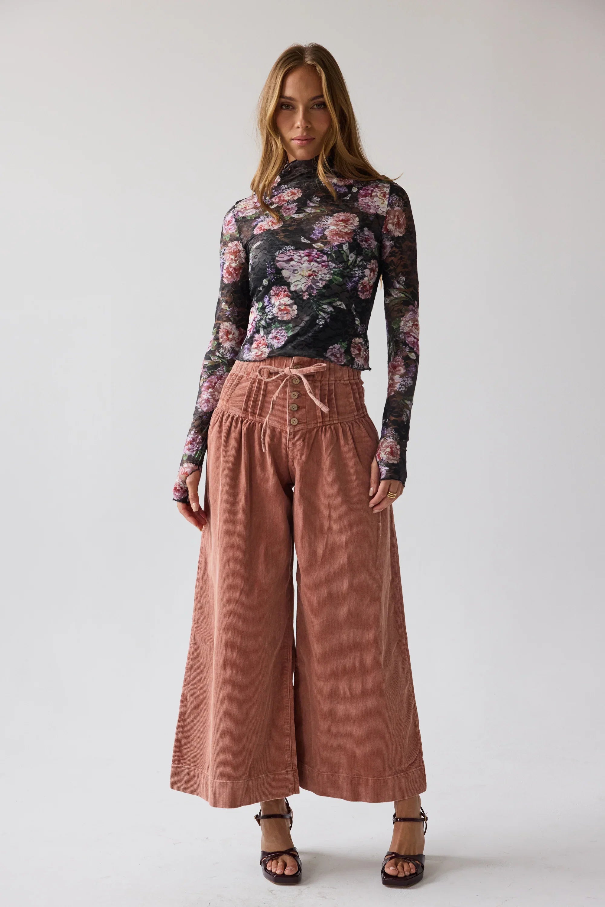 Barkley Corduroy Wide Leg Pants in Rust FINAL SALE