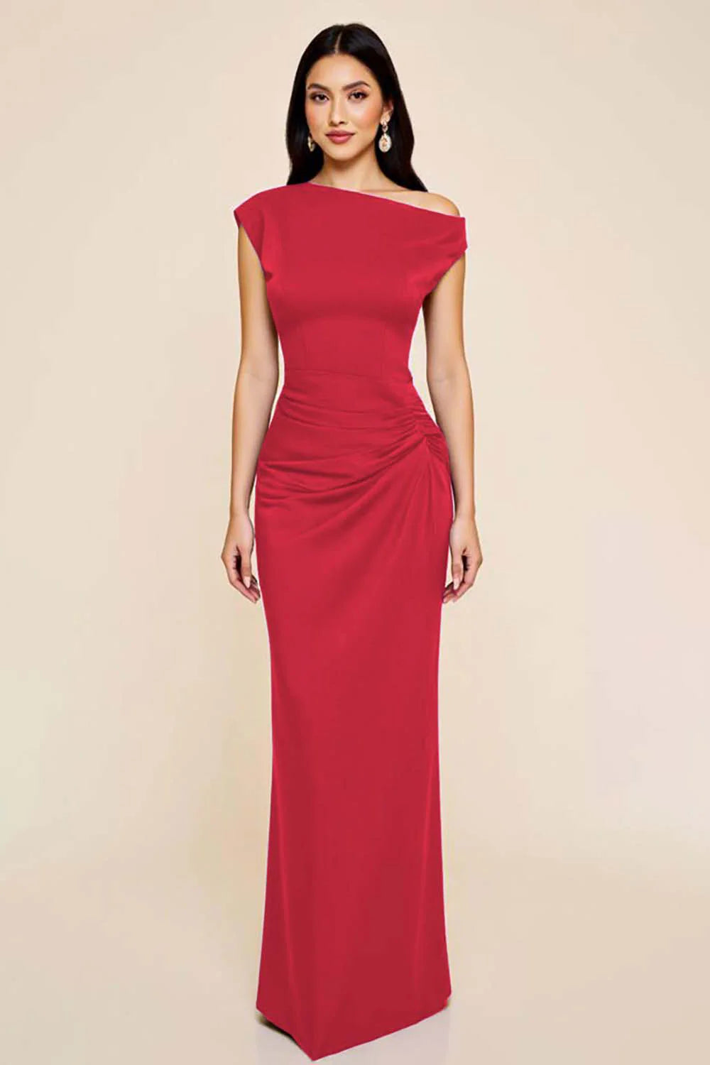 Ruched Off The Shoulder Black Mermaid Formal Dress