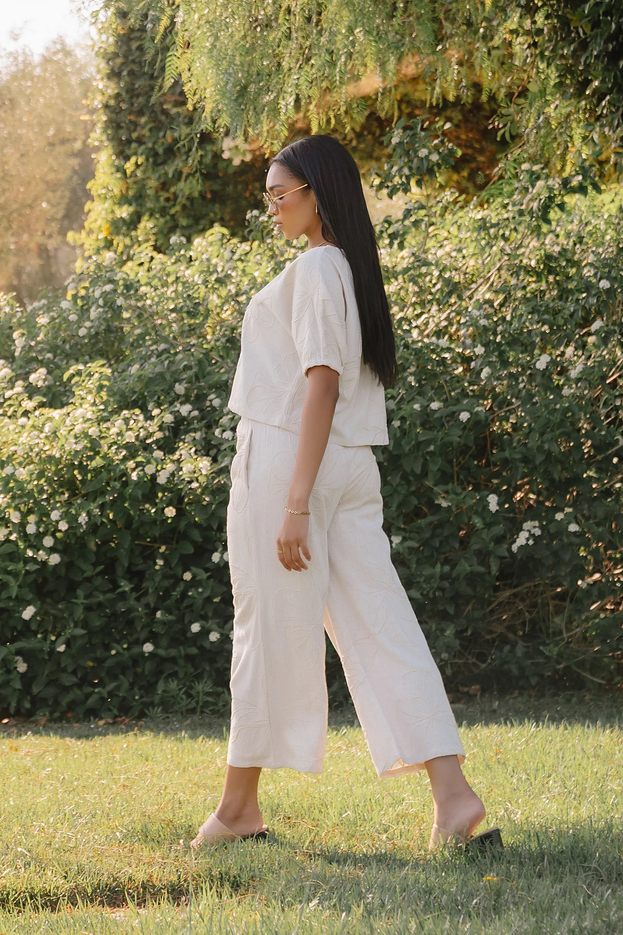 Kortney Floral Oversized Top in Natural