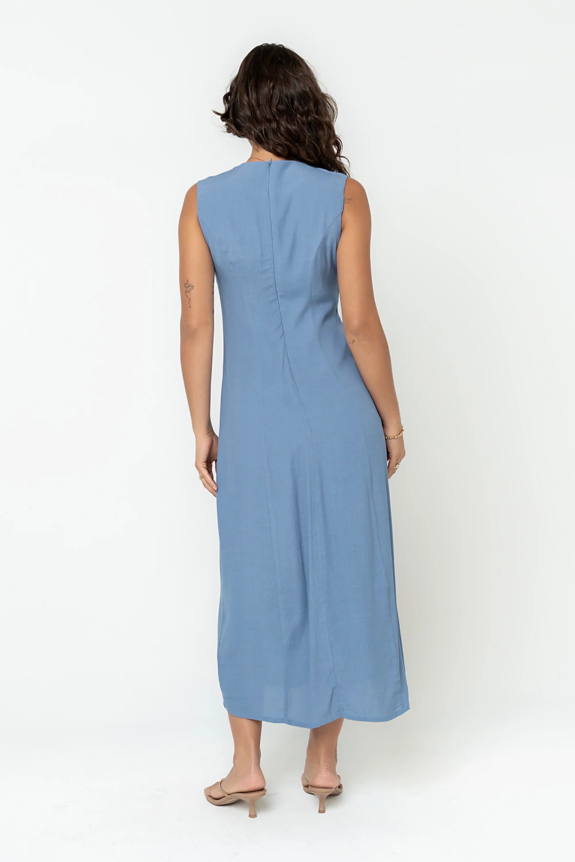 Noah Midi Dress in Blue