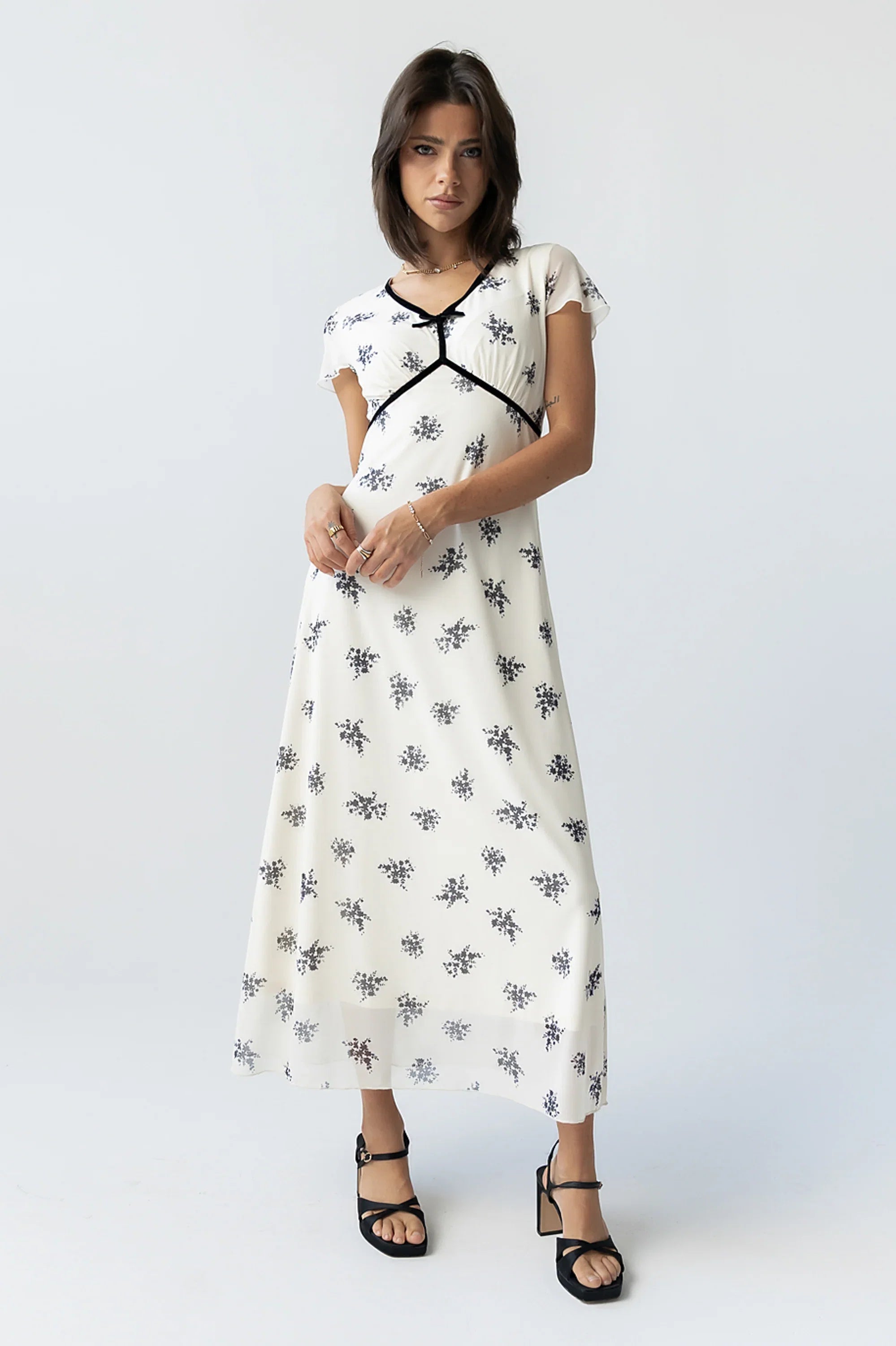 Neo Mesh Maxi Dress in Ivory