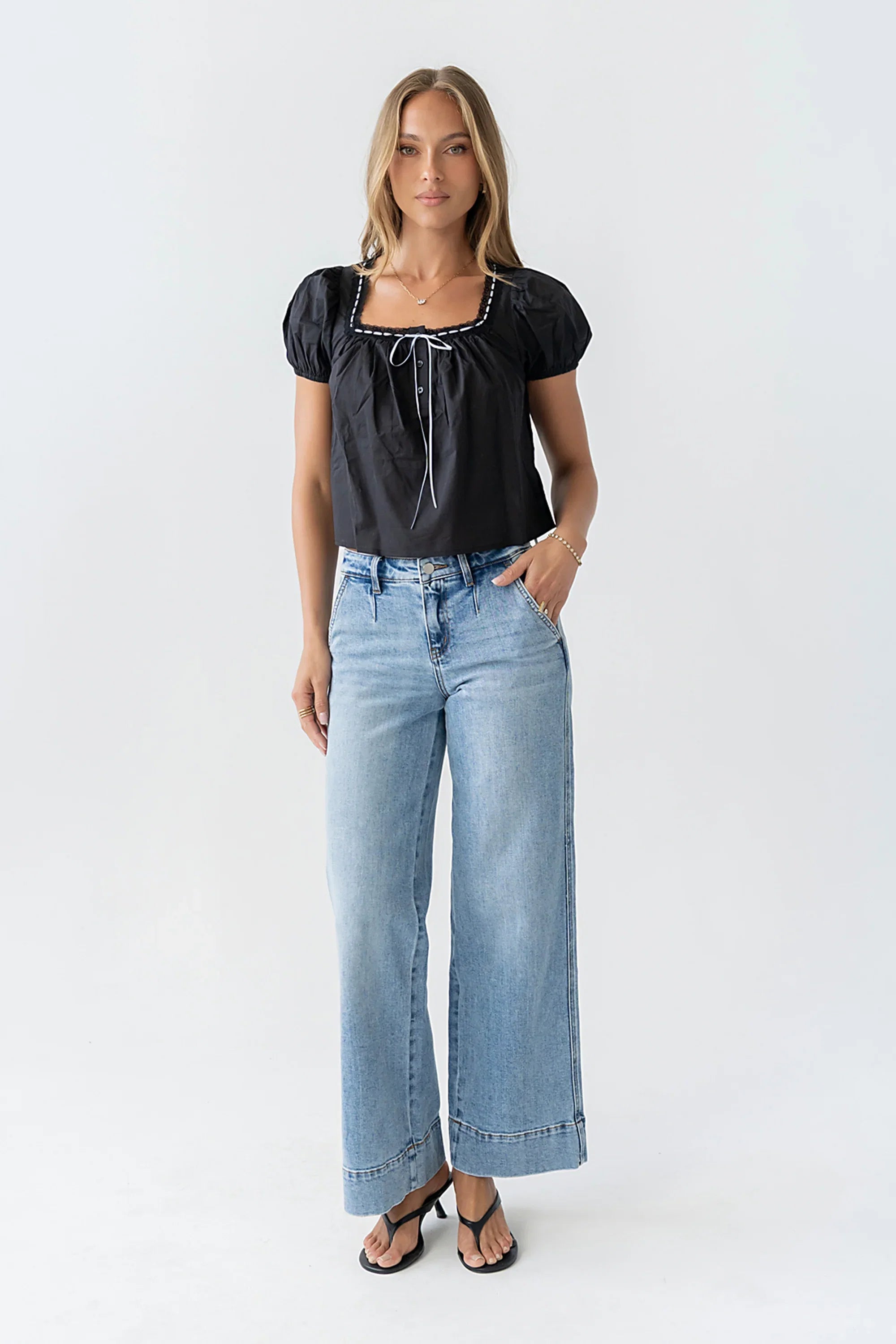 Claire Poplin Blouse in Black
