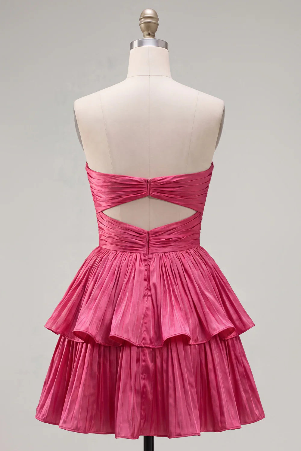 Green Strapless Tiered Cut Out A Line Homecoming Dress