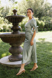 Amanda Lace Trim Maxi Dress in Light Sage FINAL SALE