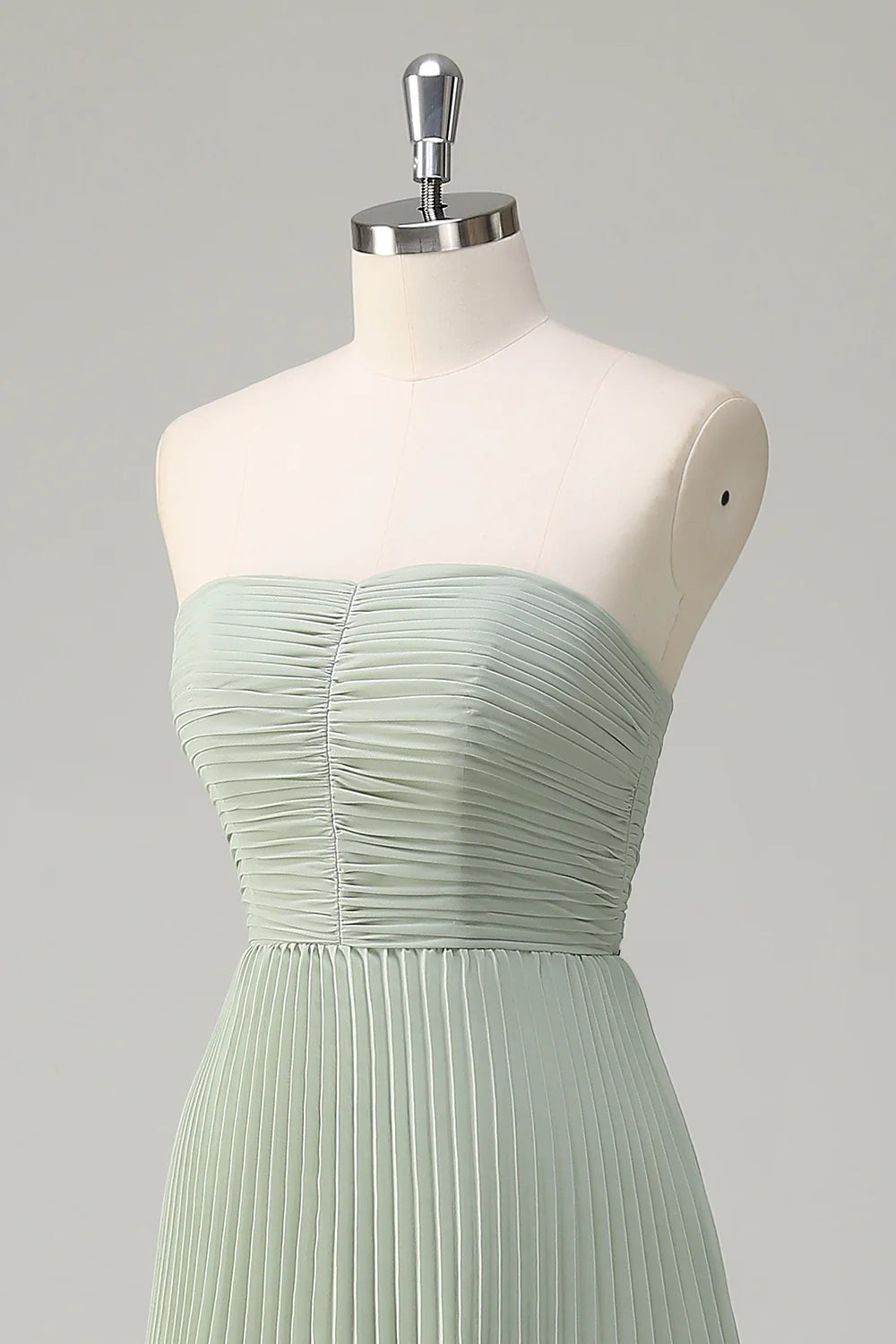 Dusty Sage A Line Sweetheart Tiered Chiffon Floor Length Dress