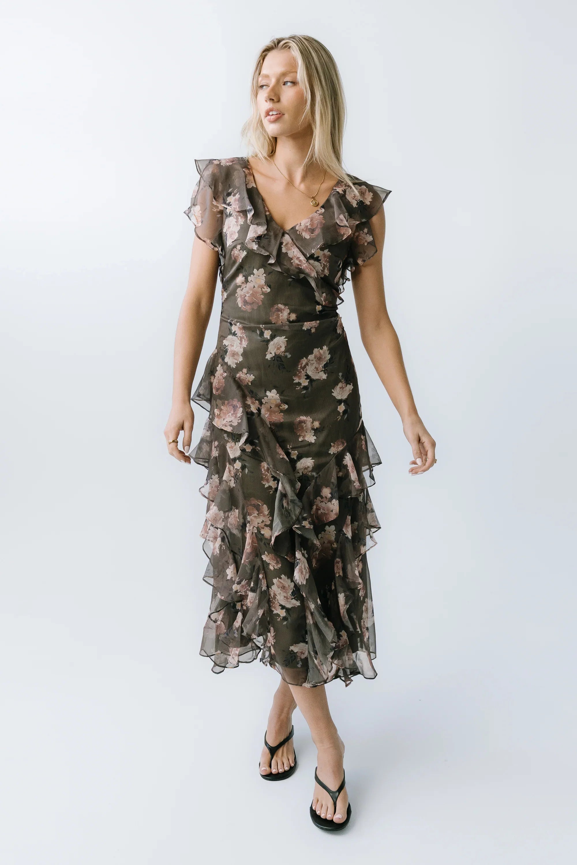 Kensie Ruffle Maxi Dress