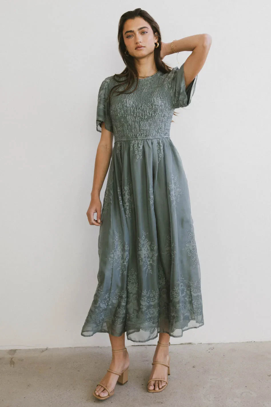 Alora Embroidered Dress in Teal FINAL SALE