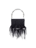 Womens Orstrich Feather Beaded Clutch Bags