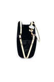 Graceful Black Rhinestone Handle Clutch Bag