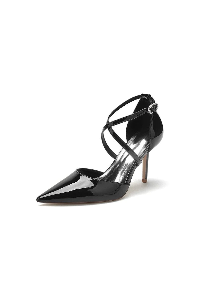 Champagne Patent Leather Wedding Shoes with Straps