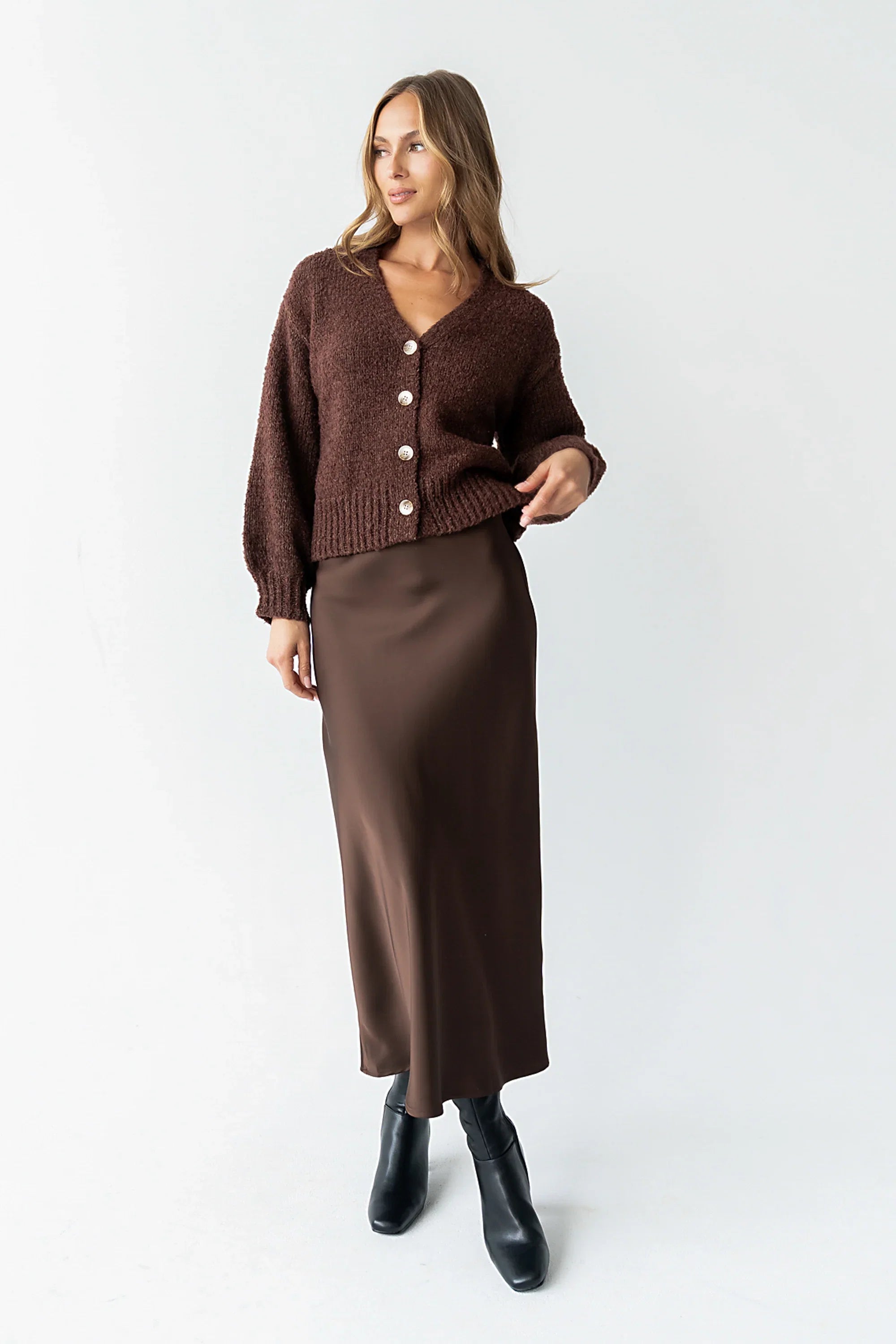 Markie Knit Cardigan in Brown