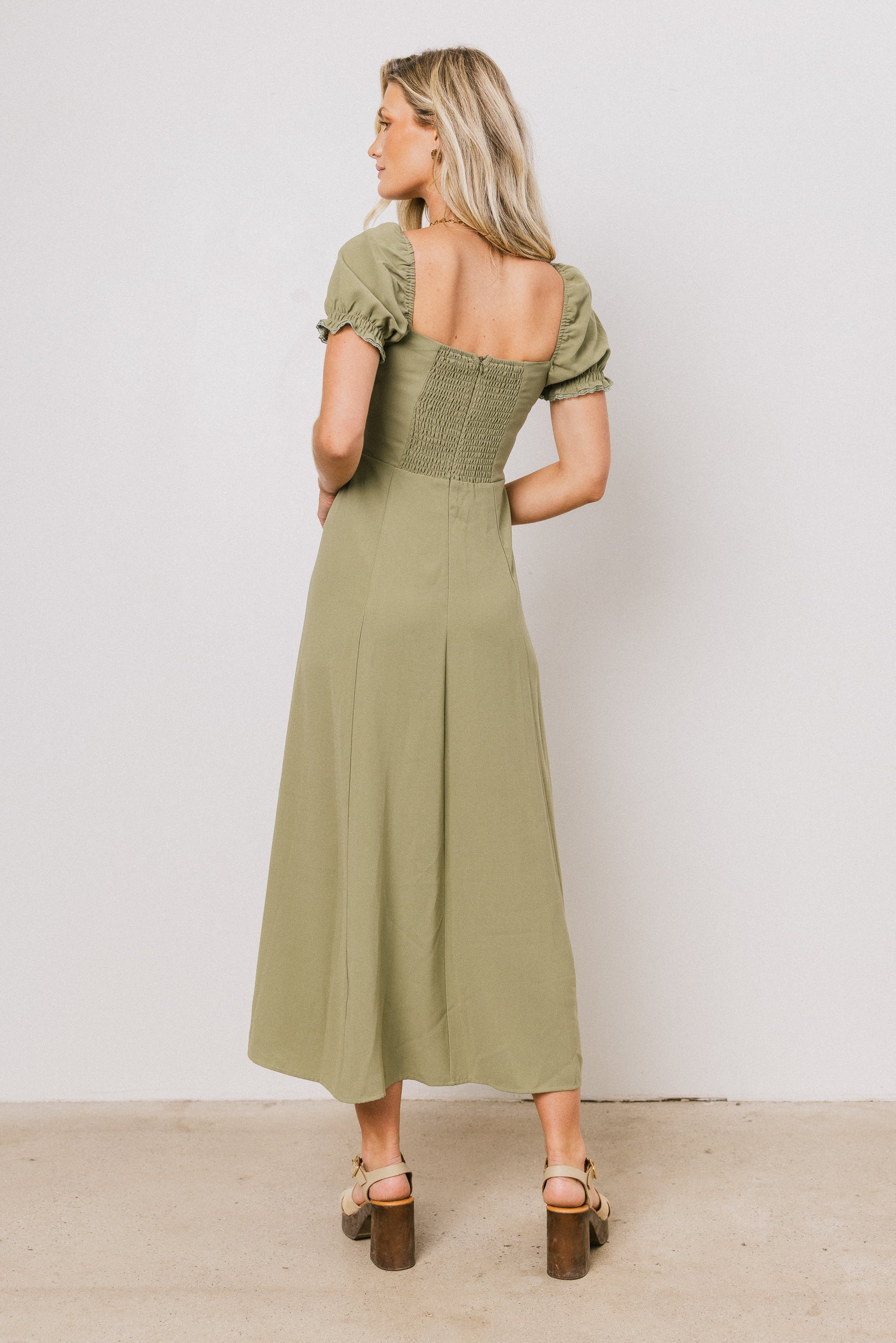 Maddox Midi Dress in Sage FINAL SALE
