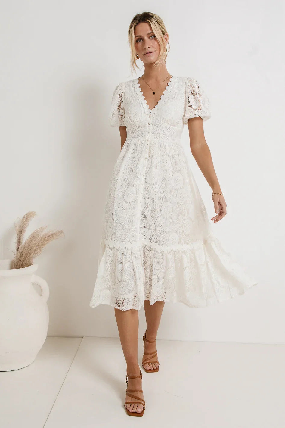 Rowan Lace Dress in White FINAL SALE