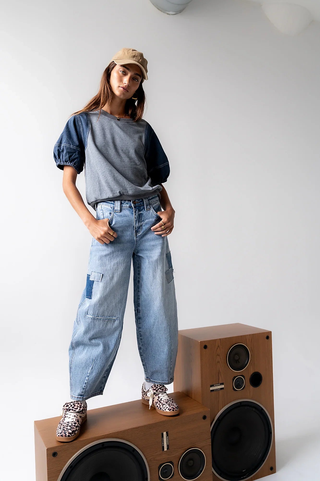 Rory Contrast Top in Denim FINAL SALE
