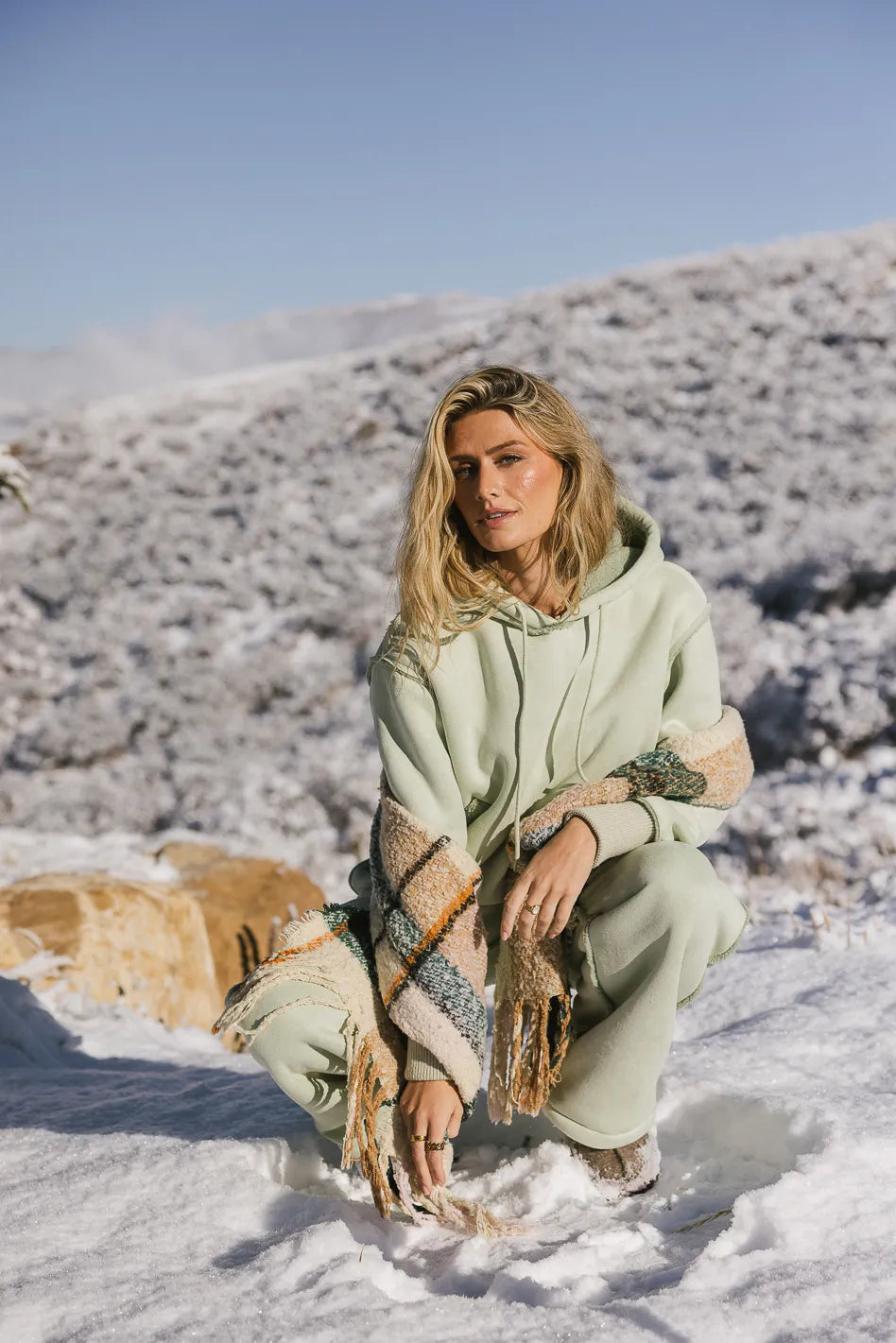 Mattie Faux Shearling Hoodie in Sage FINAL SALE