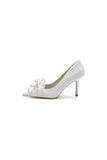 Womens Wedding Shoes Pointed Toe Stiletto Heels With Bow