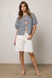 Milandra Striped Peplum Top FINAL SALE