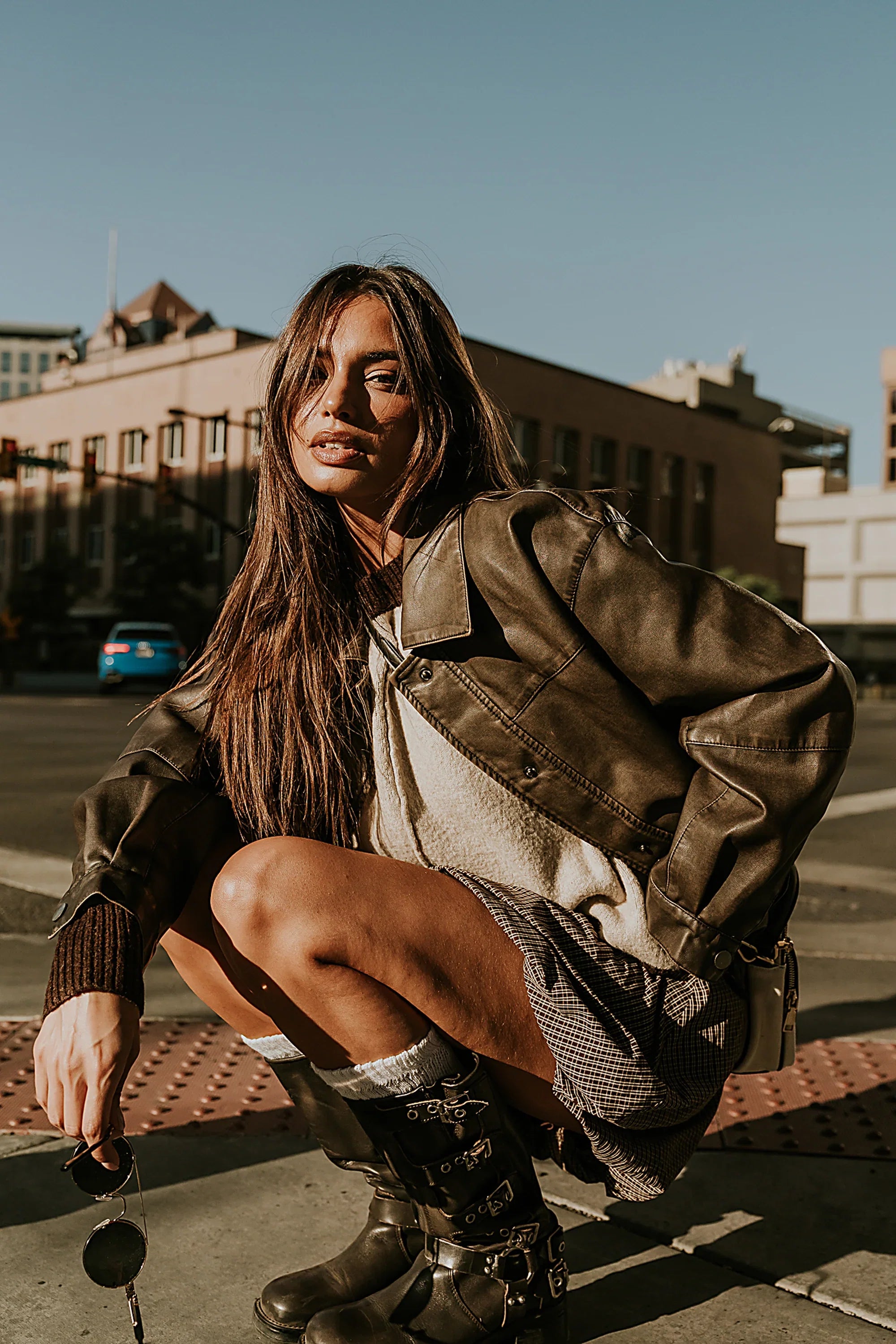 Brecken Vegan Leather Jacket in Brown FINAL SALE