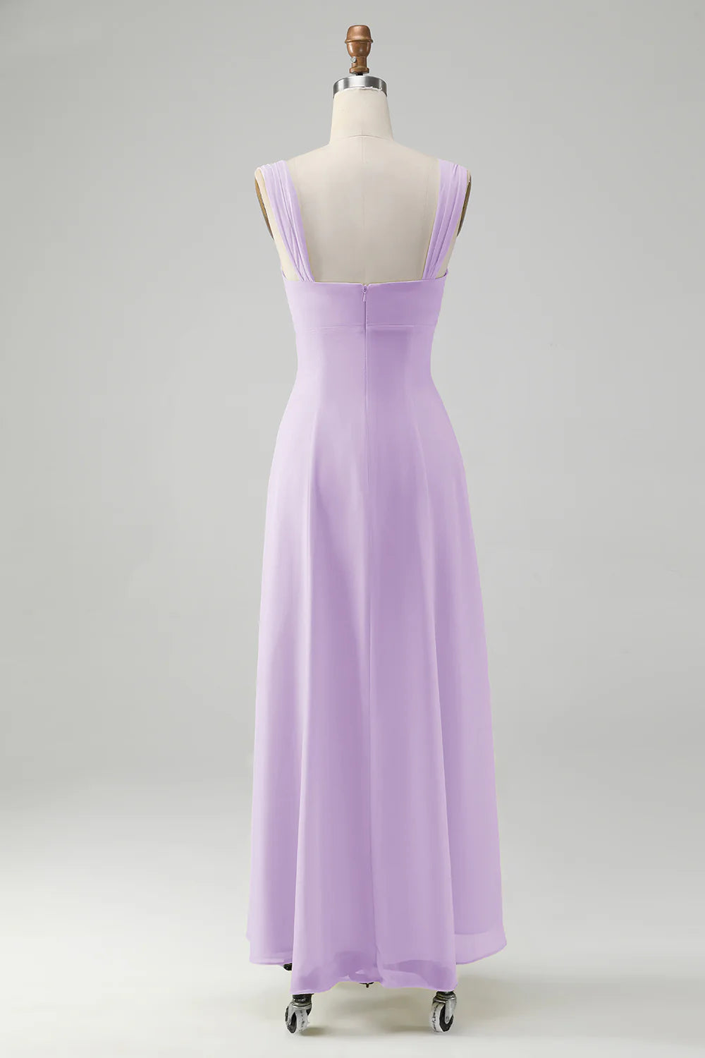 Lemon Yellow A Line Square Neck Keyhole Pleated Midi Dress