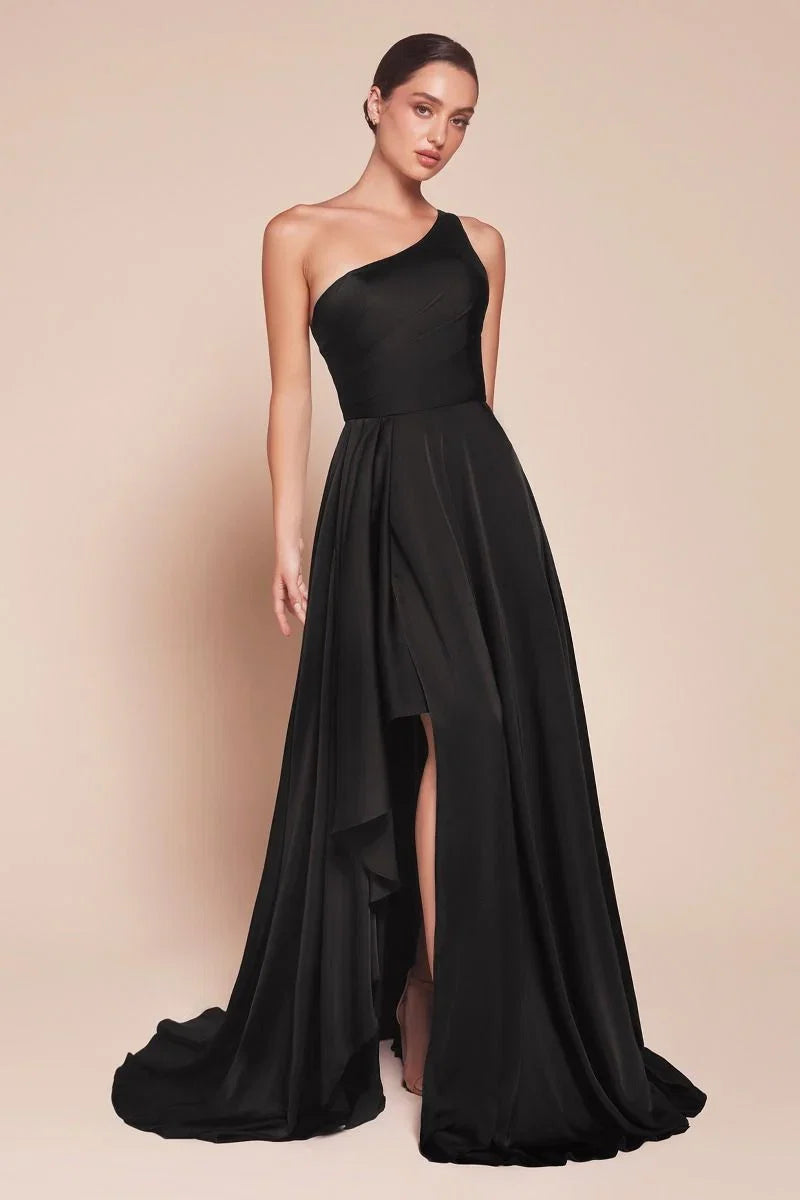 MIRANDA GOWN ONE SHOULDER SOFT SATIN A LINE DRESS