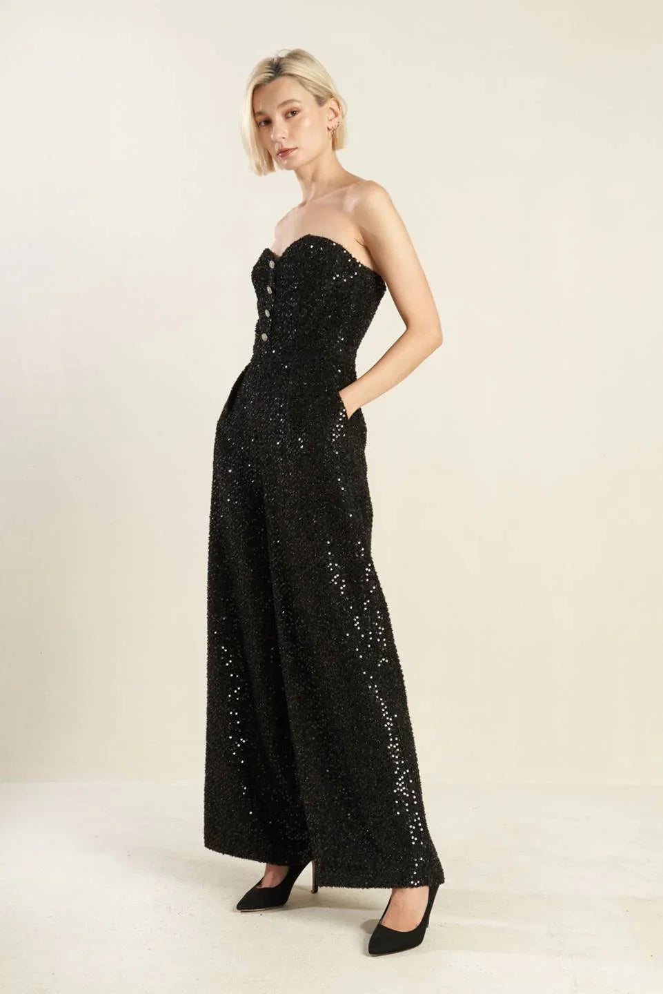 Sorelle Jumpsuit Black Sequin