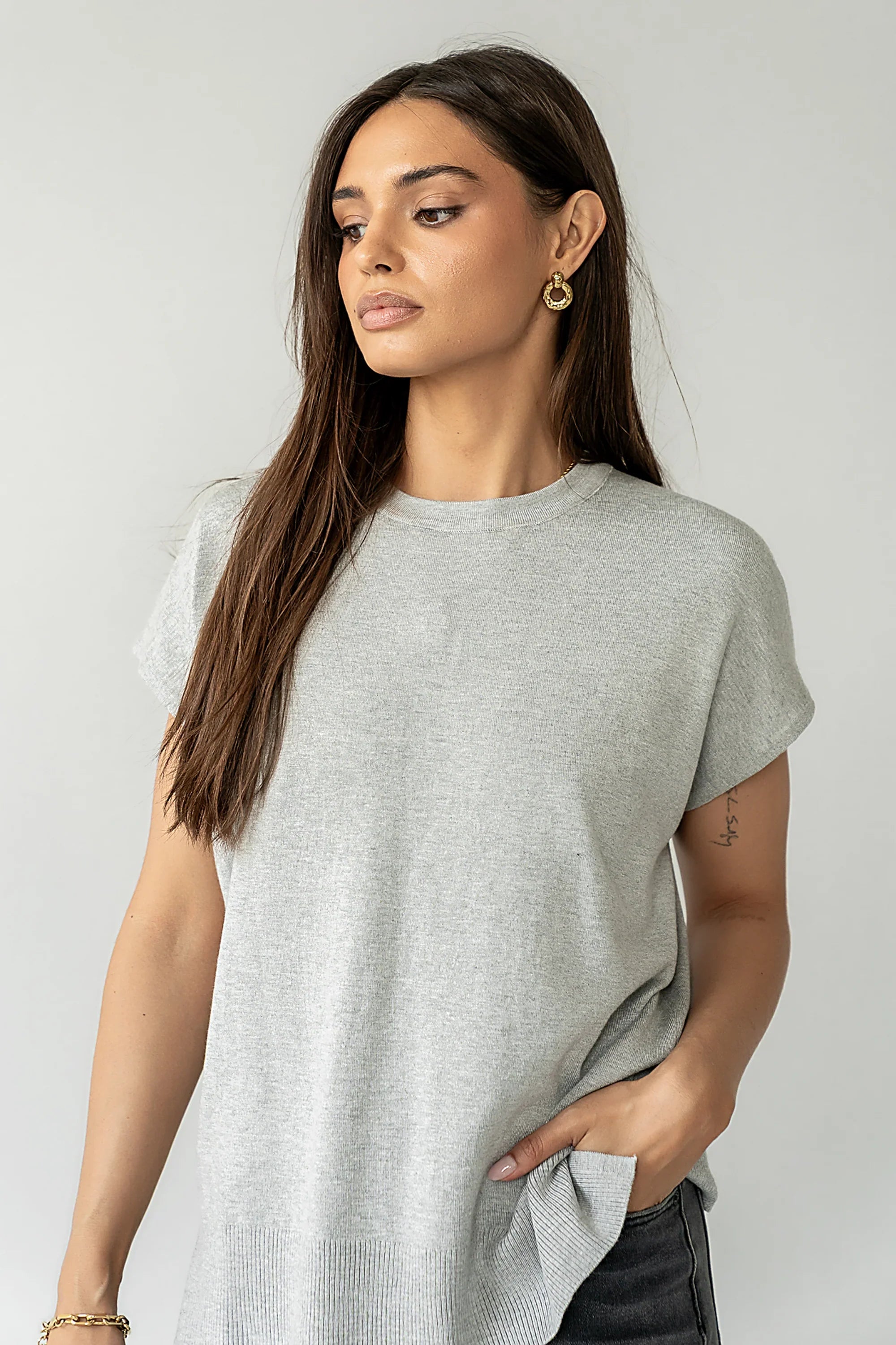 Jensen Knit Top in Grey FINAL SALE