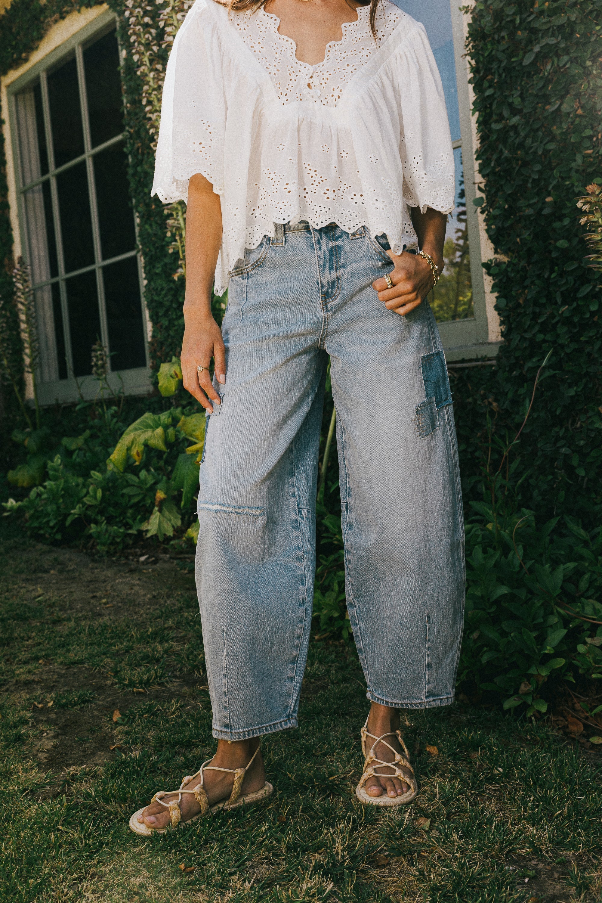 Jane Patchwork Barrel Jeans FINAL SALE
