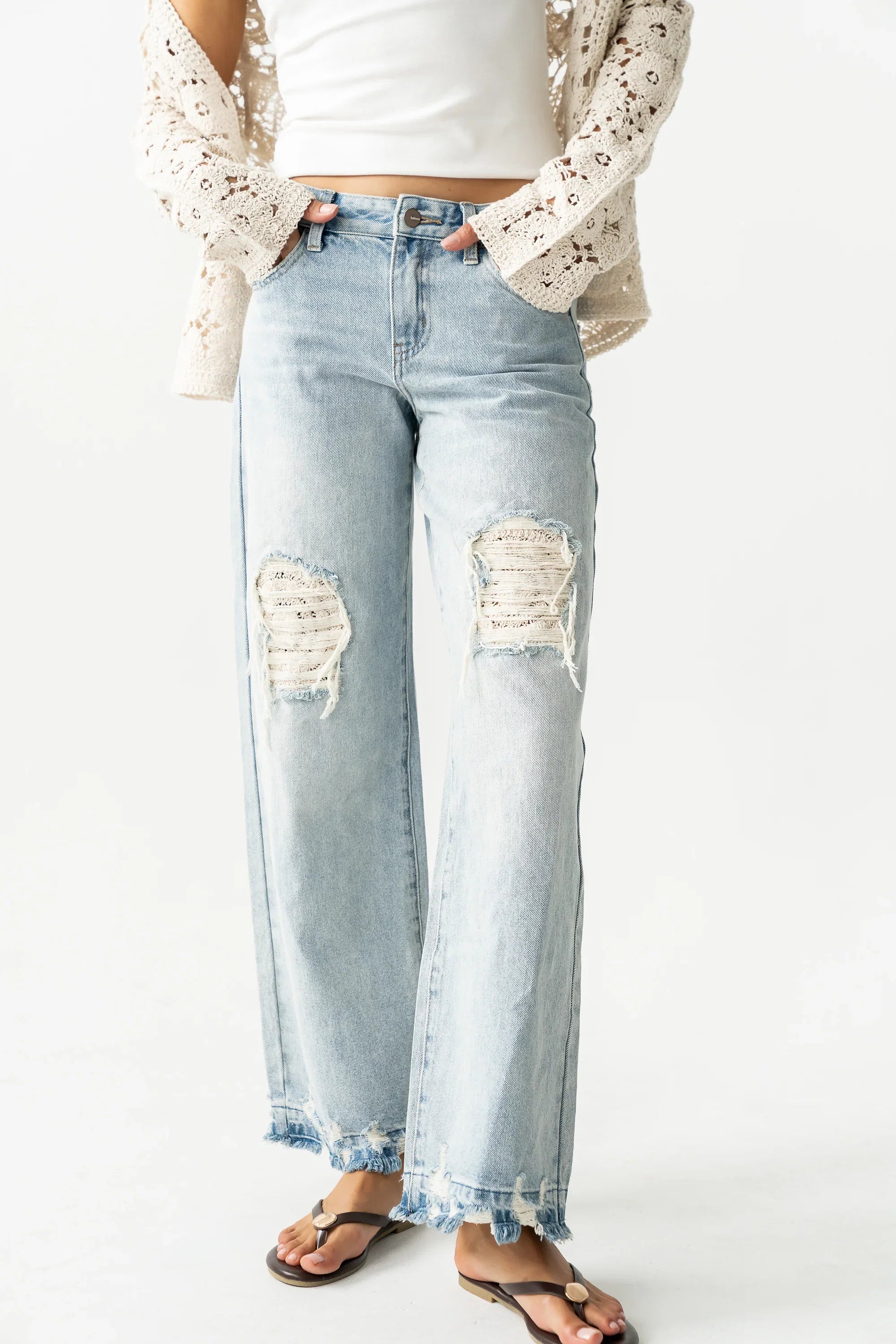 Marvin Crochet Wide Leg Jeans