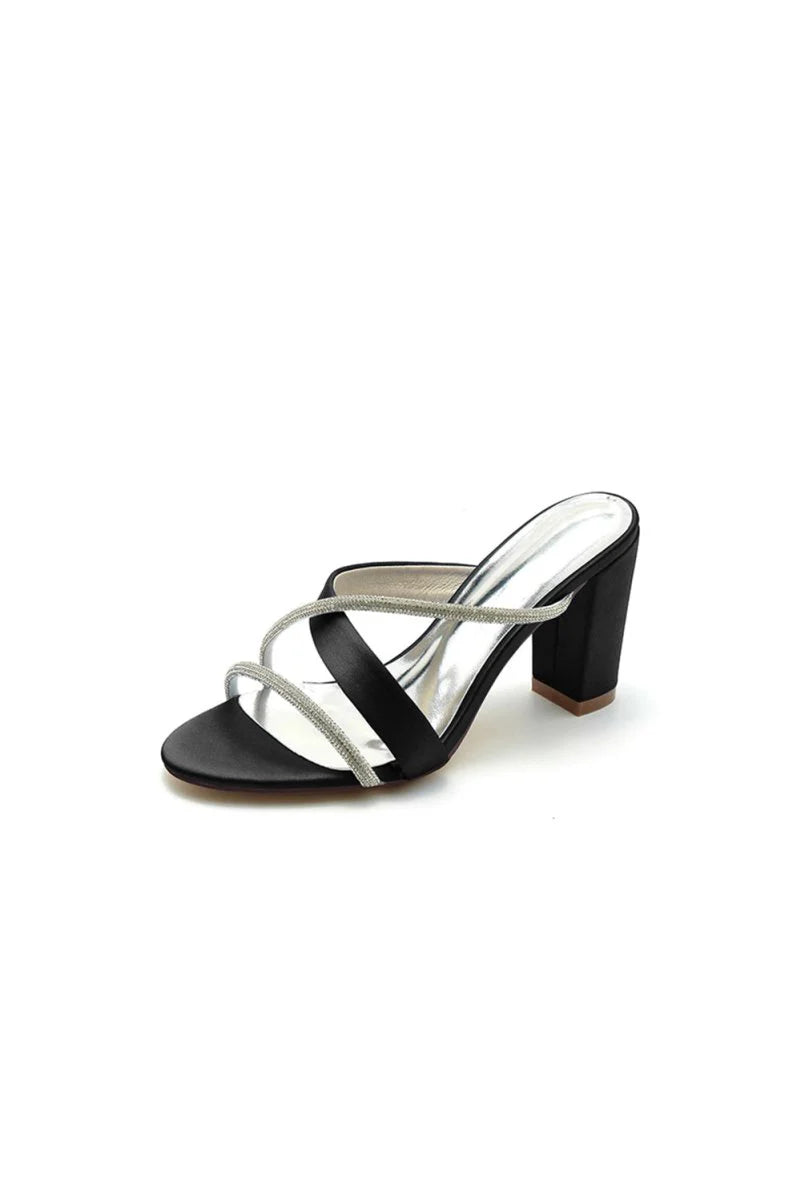 Royal Blue Satin High Heeled Sandals